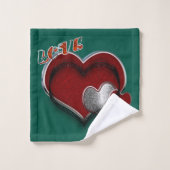 ハート魔法ダークグリーン浴室用タオルセット バスタオルセット (ウォッシュタオル)