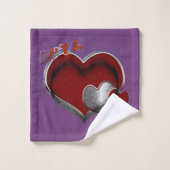 ハート魔法パープルタオルセット バスタオルセット (ウォッシュタオル)