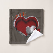 ハート魔法ブラウンバスルーム用タオルセット バスタオルセット (ウォッシュタオル)