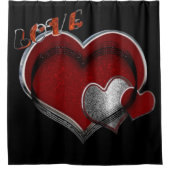 ハート魔法ブラックシャワーカーテン付ライナー シャワーカーテン (正面)