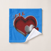 ハート魔法ブルータオルセット バスタオルセット (ウォッシュタオル)