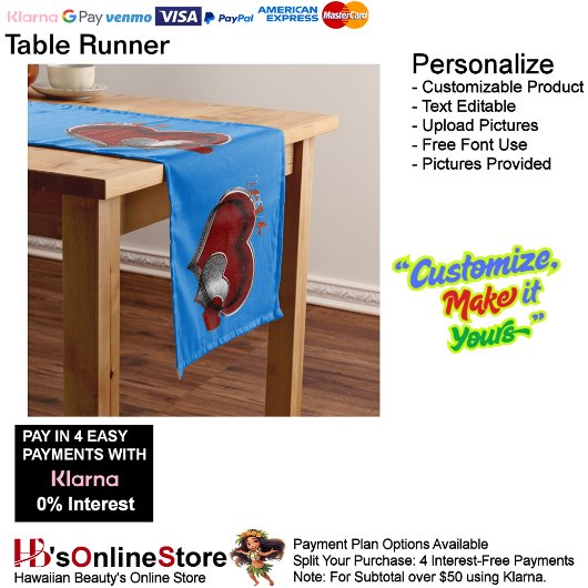 ハート魔法ブルーテーブルランナーホームリネン ロングテーブルランナー