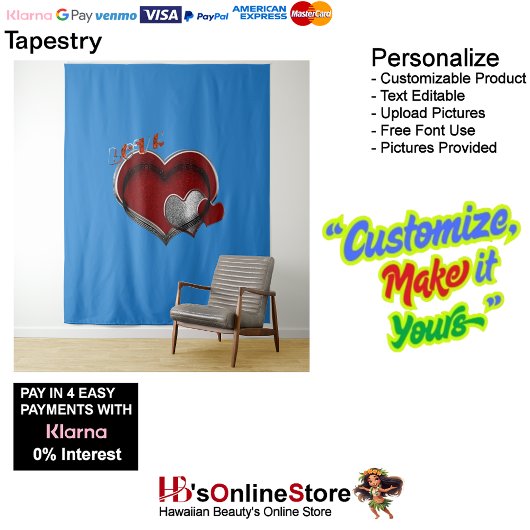 ハート魔法ブルービジネスタペストリー超大型 タペストリー