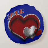 ハート魔法ブルー2ポリエステルラウンド装飾用クッション ラウンドクッション (裏面)