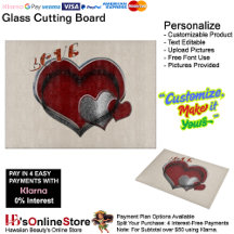 ハート魔法ベージュガラス切削板38.1x27.9cm