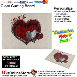 ハート魔法ベージュガラス切削板38.1x27.9cm カッティングボード