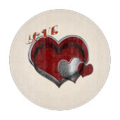 ハート魔法ラウンドベージュガラス切削板30.4cm カッティングボード (正面)