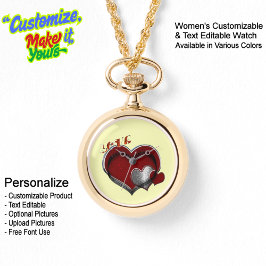 ハート魔法金ゴールドネックレスウォッチイエロー顔 腕時計