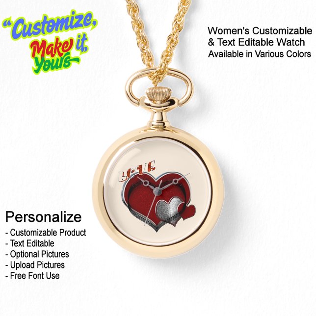 ハート魔法金ゴールドネックレスウォッチベージュ顔 腕時計 (Women's Heart Magic Gold Necklace Watch Featuring a Beige Face.)