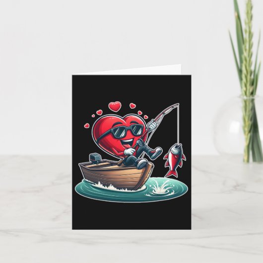 ハート魚釣りヴァレンティーンズデイメンズボーイズガールズ カード (正面)