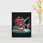 ハート魚釣りヴァレンティーンズデイメンズボーイズガールズ カード (黄色い花)