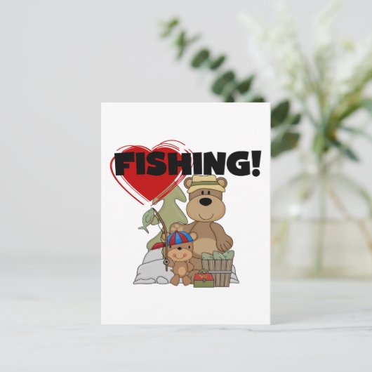 ハート魚釣りTシャツとギフト ポストカード (スタンド正面)