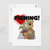 ハート魚釣りTシャツとギフト ポストカード (正面/裏面)