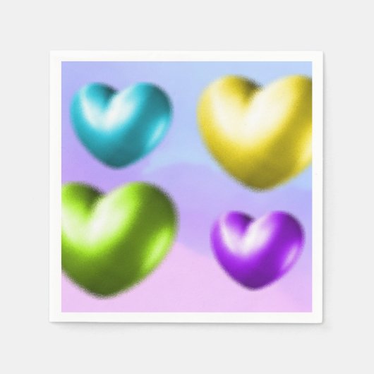 ハート鮮やかナプキン スタンダードカクテルナプキン (正面)