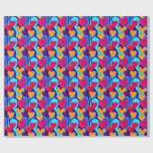 ハート鮮やかバレンタインのギフトラップ ラッピングペーパー (フラット)