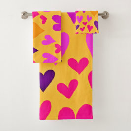 ハート鮮やかブリス：愛パターン バスタオルセット