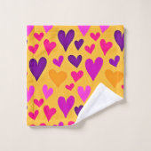 ハート鮮やかブリス：愛パターン バスタオルセット (ウォッシュタオル)