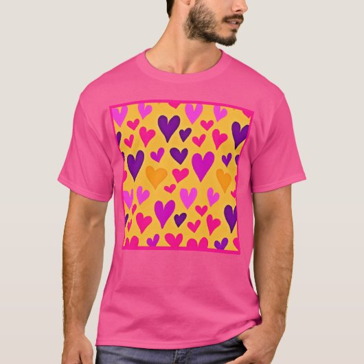 ハート鮮やかブリス：愛パターン Tシャツ (正面)