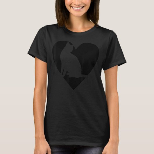 ハート黒動物おもしろい猫 Tシャツ (正面)