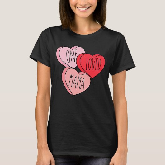 ハート1愛されたママバレンタインデー女性 Tシャツ (正面)