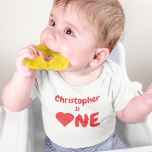 ハート1歳の誕生日ベビーTシャツ ベビーTシャツ