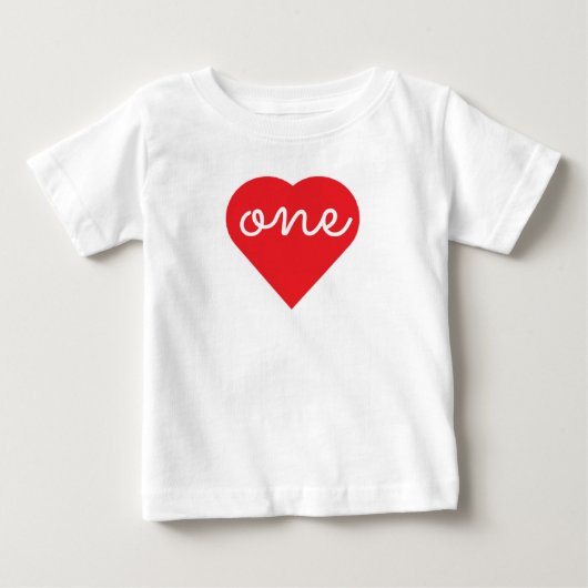 ハート1歳の誕生日 ベビーTシャツ (正面)