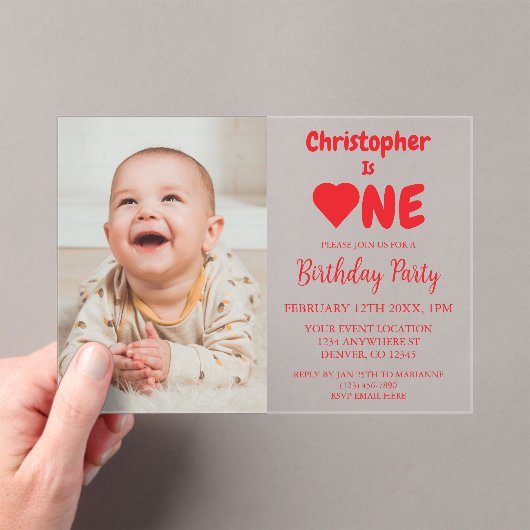 ハート1歳 アクリル招待状 (インサイチュ (ポータブル))