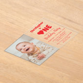 ハート1歳 アクリル招待状 (レイダウン)