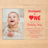 ハート1歳 アクリル招待状 (正面)