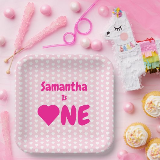 ハート1歳 ペーパープレート (パーティー)