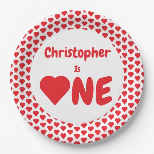 ハート1歳 ペーパープレート (正面)