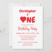 ハート1歳 招待状 (正面)