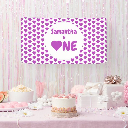 ハート1歳 横断幕 (パーティー)