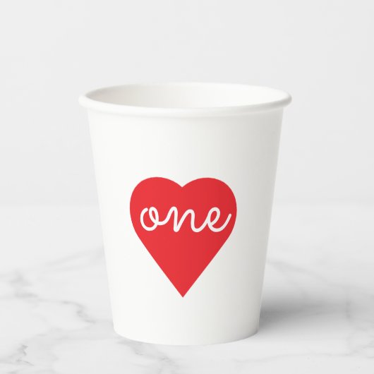 ハート1歳 紙コップ (正面)