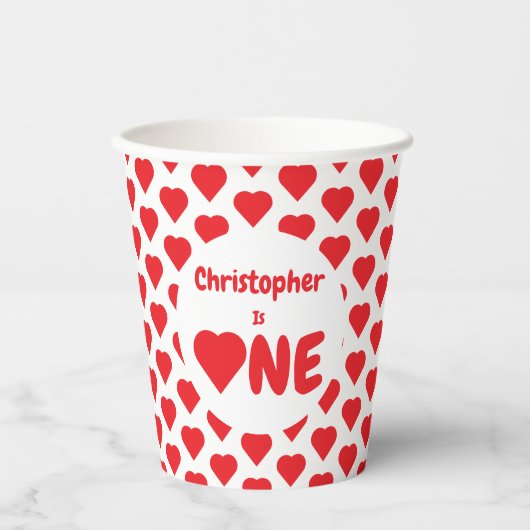 ハート1歳 紙コップ (正面)