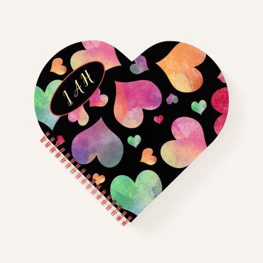 ハート10代のガールジャーナルモノグラムテンプレート ノートブック (正面)