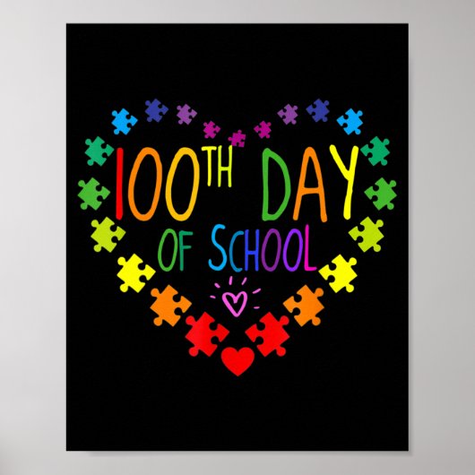 ハート100日目の学校先生自閉症意識 ポスター (正面)