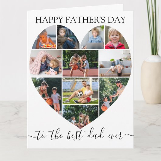 ハート11フォトコラージュ最高のパパ永遠の父の日 カード (正面)