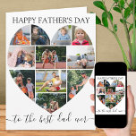 ハート11フォトコラージュ最高のパパ永遠の父の日 カード<br><div class="desc">Happy Father's Day with a loveハート写真コラージュ、お父パーソナライズされたさんのデイカード。この写真テンプレートは、上から下に向かって行に写真を追加するように設定されている。写真コラージュは11枚の写真を収め、ポートレート、風景、正方形/インスタグラム形式の組み合わせで表示される。「今まで最高ののパパへ」は手書きの台本で書エレガントき、その中の文言は完全に編集可能である。また、大事な行事のためにデザインを望む"Happy Father's Dayもし"を編集で違うきる。永遠に宝を納めるためにフレームやメモリボックスに入れることができる素敵なキープサカード。</div>