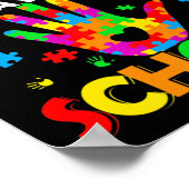 ハート120th Day of School先生自閉症意識 ポスター (角)