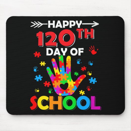 ハート120th Day of School先生自閉症意識 マウスパッド (正面)