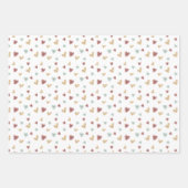 ハート2ラッピング紙シート – Brown - 3セット ラッピングペーパーシート (正面3)