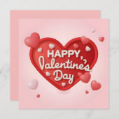 ハート3d文字ハッピーバレンタインデー シーズンカード (正面/裏面)