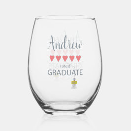 ハート5つの卒業生 ステムなしワイングラス