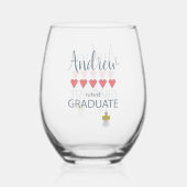 ハート5つの卒業生 ステムなしワイングラス (裏面)