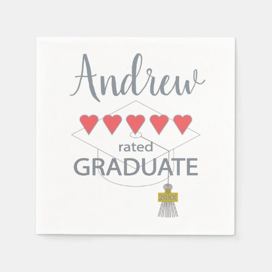 ハート5名 スタンダードカクテルナプキン (正面)