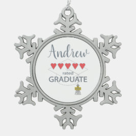 ハート5名 スノーフレークピューターオーナメント