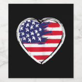 ハート7月の米国愛国的なアメリカの星々の米国国旗4日 ワインラベル (シングルラベル)