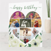 ハート9フォトコラージホワイトローズハッピーバースデー カード (正面)