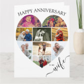 ハート9フォトコラージュ妻スクリプト記念日カード カード (正面)